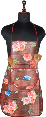 KUBER INDUSTRIES PVC Home Use Apron - Free Size(Maroon, Single Piece)