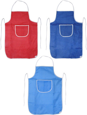 Heart Home Cotton Home Use Apron - Free Size(Multicolor, Pack of 3)