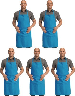 Blackpoll Polyester Home Use Apron - Free Size(Light Blue, Pack of 5)