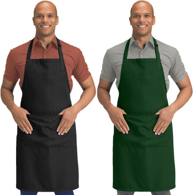 Blackpoll Polyester Home Use Apron - Free Size(Green, Black, Pack of 2)