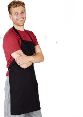 TENNYCER Polyester Home Use Apron - Free Size(Black, Single Piece)
