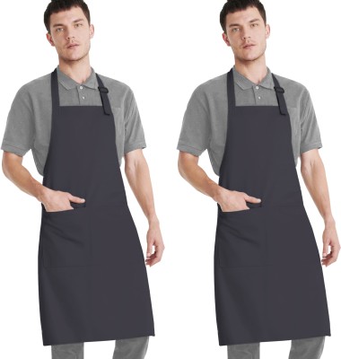 CRASOME Polyester Home Use Apron - Free Size(Grey, Pack of 2)