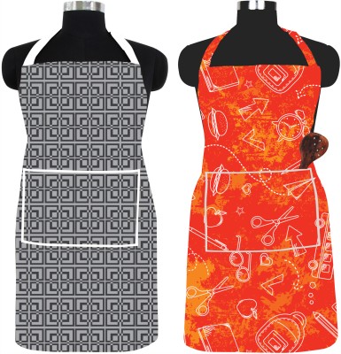 Home Reserve PVC Chef's Apron - Free Size(Grey, White, Orange, Beige, Pack of 2)