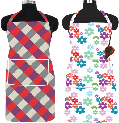 SPIRITED PVC Chef's Apron - Free Size(Red, Grey, Purple, Pack of 2)