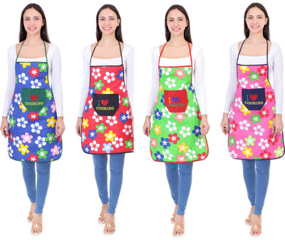 ANSHIKA ENTERPRISES Cotton Home Use Apron - Free Size(Multicolor, Pack of 4)