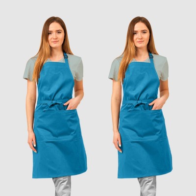 CRASOME Polyester Home Use Apron - Free Size(Light Blue, Pack of 2)