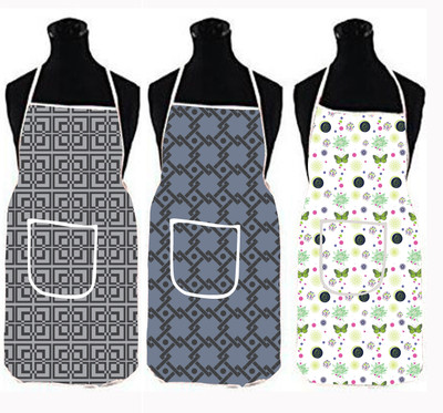 XENABO Polyester Apron - Large(Grey, Grey, Green, Pack of 3)