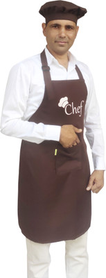 Tolexo Polyester Chef's Apron - Free Size(Brown, Single Piece)