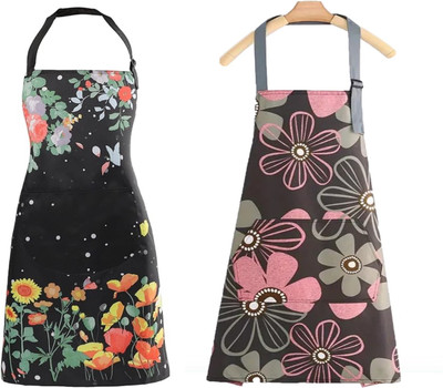 DARSHANAM WORLD Polyester Chef's Apron - Free Size(Brown, Black, Pack of 2)