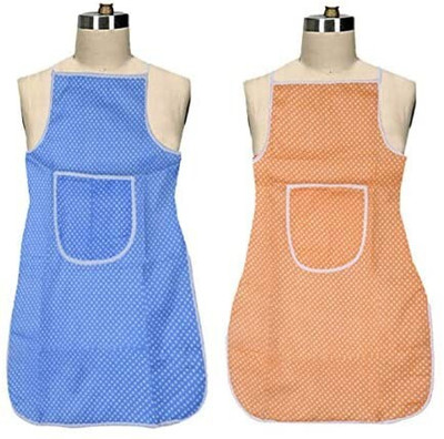KUBER INDUSTRIES Cotton Home Use Apron - Free Size(Blue, Peach, Pack of 2)
