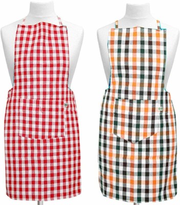 Fabfurn Cotton Home Use Apron - Free Size(Multicolor, Pack of 2)
