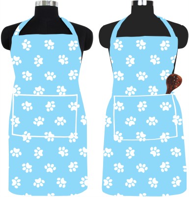 Genipap PVC Chef's Apron - Free Size(Light Blue, White, Light Blue, White, Pack of 2)