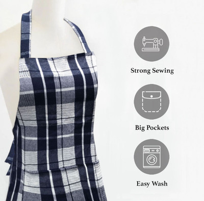 OASIS Cotton Home Use Apron - Free Size(Blue, Single Piece)