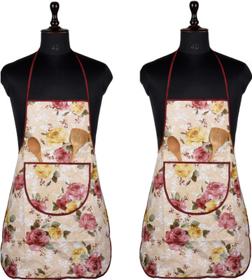 KUBER INDUSTRIES PVC Home Use Apron - Free Size(Beige, Pack of 2)