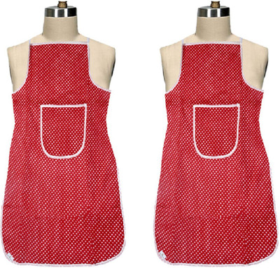 KUBER INDUSTRIES Cotton Home Use Apron - Free Size(Maroon, Pack of 2)