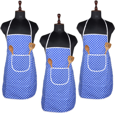 KUBER INDUSTRIES Polyester Home Use Apron - Free Size(Blue, Pack of 3)