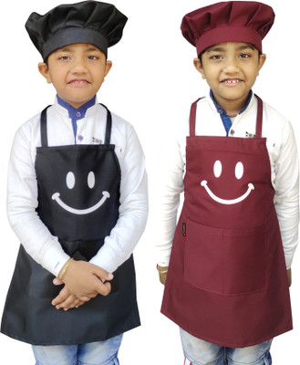 SWITCHON Polyester Home Use Apron - XS(Black, Maroon, Pack of 2)
