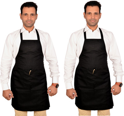 SWITCHON Polyester Chef's Apron - Free Size(Black, Pack of 2)
