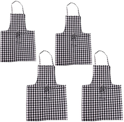 adhyah Cotton Home Use Apron - Free Size(Multicolor, Pack of 4)