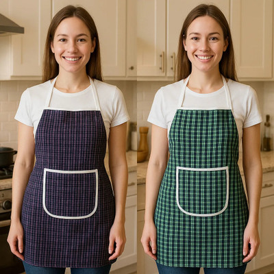 KUBER INDUSTRIES Cotton Home Use Apron - Free Size(Multicolor, Pack of 2)