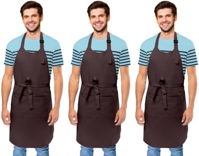 Cranique Polyester Home Use Apron - Free Size(Brown, Pack of 3)