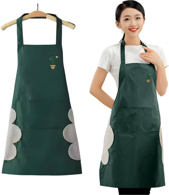 Kraptick Polyester Chef's Apron - Free Size(Green, Single Piece)