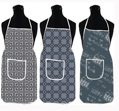 XENABO Polyester Apron - Large(Grey, Grey, Grey, Pack of 3)