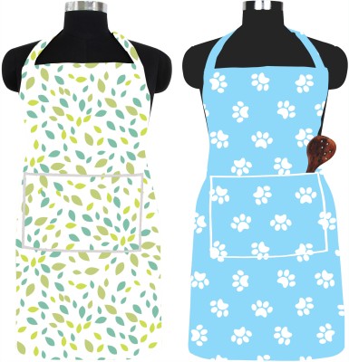 XENABO PVC Chef's Apron - Free Size(Light Green, Yellow, Light Blue, White, Pack of 2)