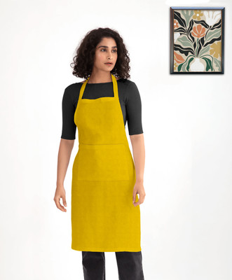 OASIS Cotton Home Use Apron - Free Size(Yellow, Single Piece)