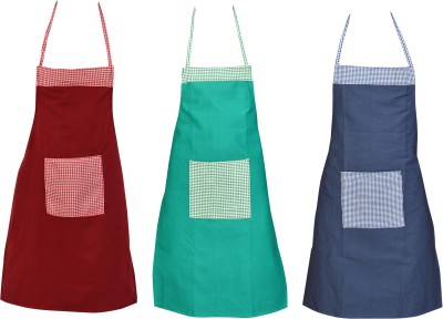 Flipkart SmartBuy Cotton Chef's Apron - Free Size(Blue, Maroon, Green, Pack of 3)