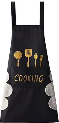 ROMJ Polyester Home Use Apron - Free Size(Black, Single Piece)