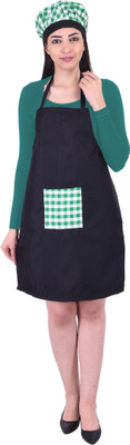 Tolexo Polyester Chef's Apron - Free Size(Green, White, Single Piece)