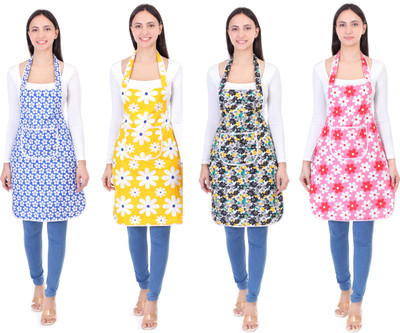 ANSHIKA ENTERPRISES Cotton Home Use Apron - Free Size(Multicolor, Pack of 4)