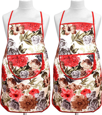 KUBER INDUSTRIES Cotton Home Use Apron - Free Size(Maroon, Pack of 2)