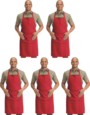 Blackpoll Polyester Home Use Apron - Free Size(Red, Pack of 5)
