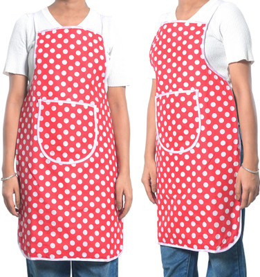 KUBER INDUSTRIES Polyester Home Use Apron - Free Size(Red, Pack of 2)