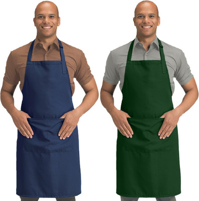 Blackpoll Polyester Home Use Apron - Free Size(Green, Blue, Pack of 2)