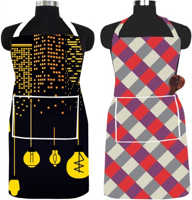 Hridyani PVC Chef's Apron - Free Size(Black, Yellow, Red, Grey, Pack of 2)