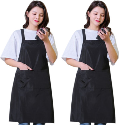 AIKOZIYA PVC Chef's Apron - Free Size(Black, Pack of 2)