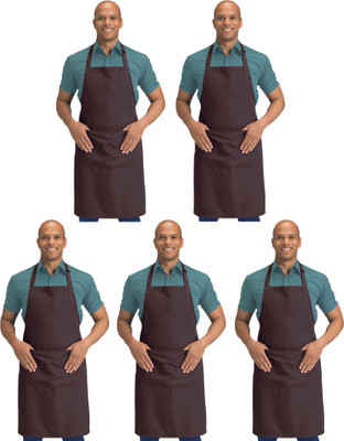 Blackpoll Polyester Home Use Apron - Free Size(Brown, Pack of 5)