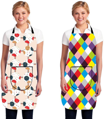 Kingly Home PVC Home Use Apron - Free Size(Multicolor, Pack of 2)