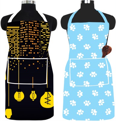 Hridyani PVC Chef's Apron - Free Size(Black, Yellow, Light Blue, White, Pack of 2)