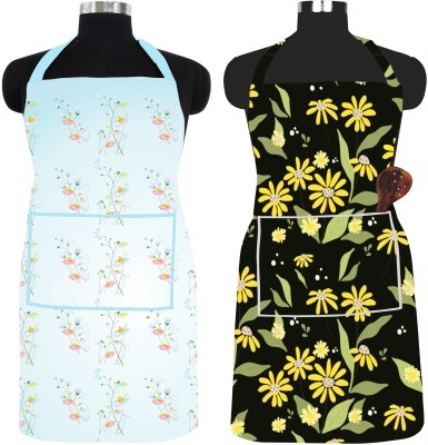 Lyzoo PVC Chef's Apron - Free Size(Light Blue, Yellow, Black, Pack of 2)
