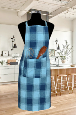 vembutextile Cotton Home Use Apron - Free Size(Blue, Single Piece)