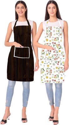 XENABO Polyester Home Use Apron - XL(Brown, Yellow, Pack of 2)