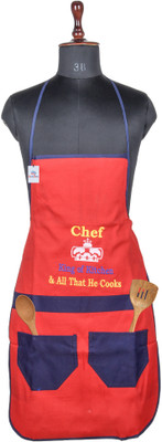 Heart Home Polyester Home Use Apron - Free Size(Red, Single Piece)