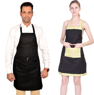 SWITCHON Polyester Home Use Apron - Free Size(Black, Pack of 2)