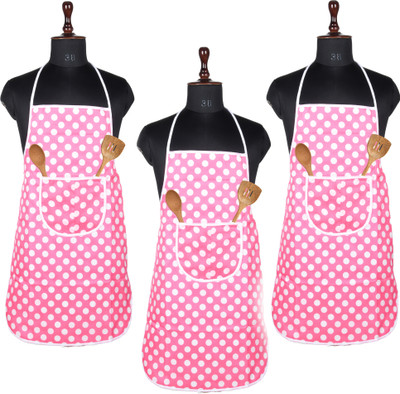 KUBER INDUSTRIES Polyester Home Use Apron - Free Size(Pink, Pack of 3)