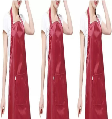 AIKOZIYA PVC Home Use Apron - Free Size(Red, Pack of 3)