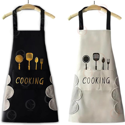 GOLDENEYEHOUSE Polyester Chef's Apron - Free Size(Multicolor, Pack of 2)